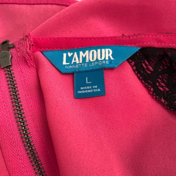 L’Amour Nanette Lepore pink and black owl blouse L - Picture 5 of 8
